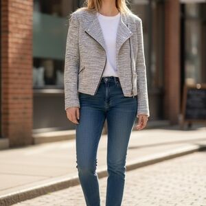 Banana Republic Black and Light Gray Textured Knit Jacket